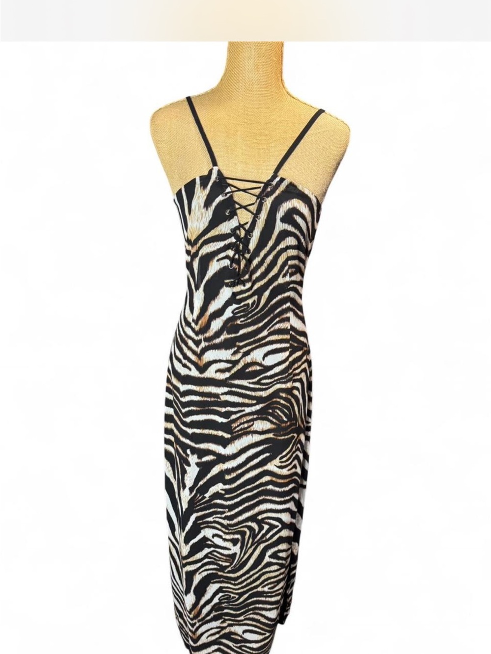 VENUS Zebra Print Maxi Dress in Black, White, Tan